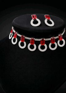 Red Stone Necklace & Earring Set