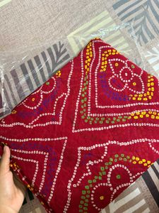 Red Bandhani Print Saree