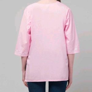 Women Embroidered Pure Cotton Straight Kurta