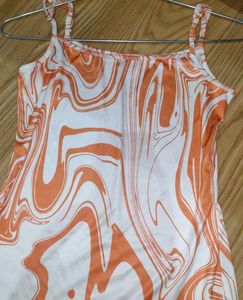 Orange Marble Print Cami Dress