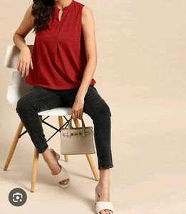 Very Beautiful Girl Wear And Rust Red Top
