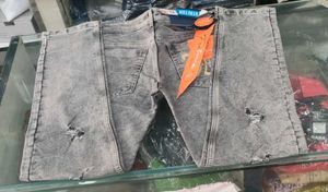 Distressed Gray Denim Jeans