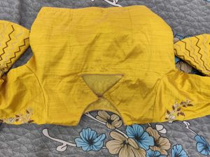 Yellow &amp; Brown Embellished Lehenga