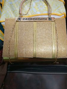 New Unused Party Wear Clutch Gold Sling