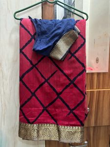 Tow Color Saree With Blouse