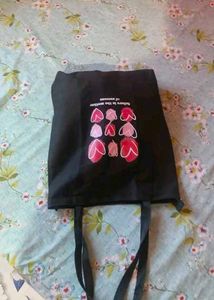 Black Tote Bag with Hearts