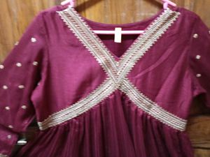 1-TimeUsed AhikaBrand Maroon FloorLength Frok-Dupa