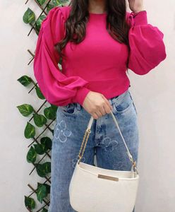 Pink Puff Sleeve Top