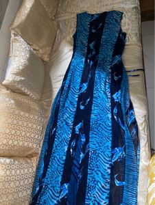Blue Printed Maxi Dress
