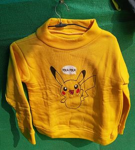 Pikachu Yellow Pullover ( free size upto M)