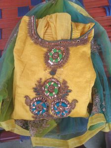 Yellow Embroidered Salwar Kameez Suit