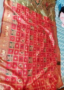 Red &amp; Gold  Saree(durga puja Sale)