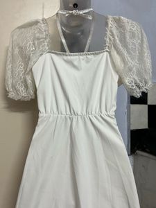 Pintrest corset Elegant White Lace Sleeve Dress
