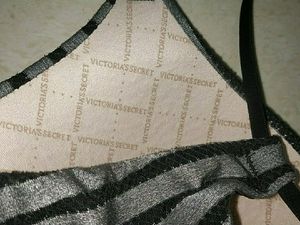 VS Black &amp; Gray Striped Bra