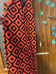 Orange &amp; Black Diamond Print Maxi Dress