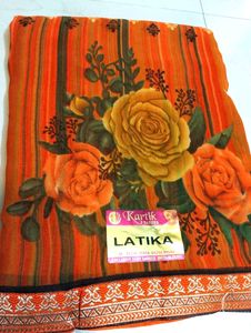 Brand New Synthetic Chiffon Saree W Blouse Piece