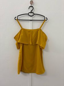 Off Shoulder Yellow Ruffle Top