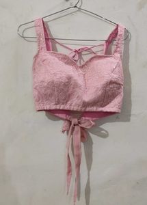 Pintresty Pink Chickankari Blouse Lehenga