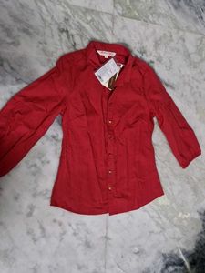 Red Button-Down Top