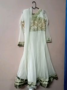 White Creamy Gown With Dupatta....