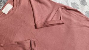 Women Pink Cotton Oversized Casual Tshirt