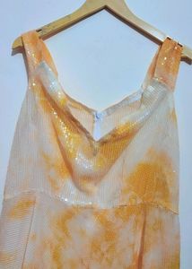 Yellow 🟡Sequience Print All Over Long Gown