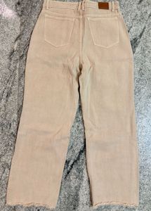 Beige frayed Wide Leg Jeans