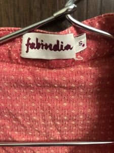 Fabindia Orange Cotton Short Kurta