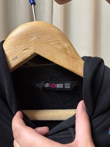 Black Printed Side Zipper Hoodie