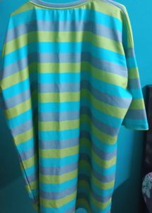 Stripe Pattern Dress With Round Neck