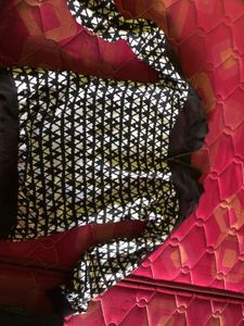 black &amp; white full sleeves netted top.