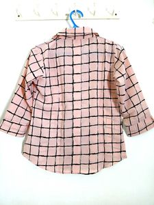 Nude Pink Color Shirt With Black Checks