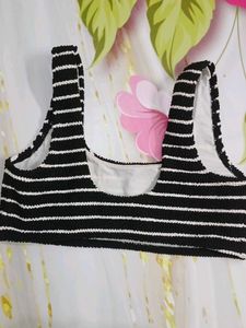(1117)Striped Smocked Cropped Tank Top