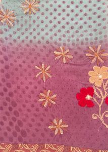 Floral Embroidered Cotton Saree