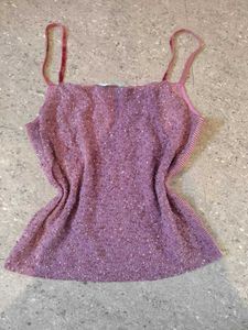 Purple Y2k Beaded Cami Top