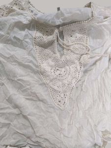 Crochet Detail White Tunic Top