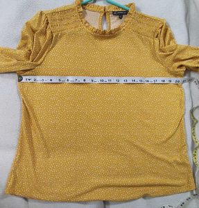 Smart Yellow Top With Small Print, Stretchable