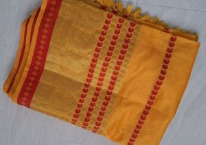 New Yellow Banarasi Saree with Red Border💫
