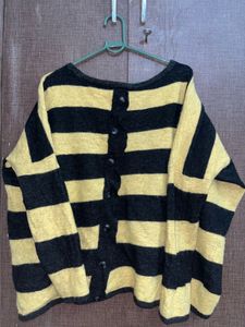 Striped Button-Down Cardigan