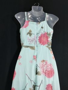 Branded Light Blue Floral Printed Gown Style