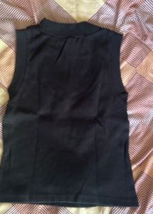 Turtle Neck Cut Sleeves Top