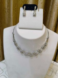 Anti-tranish Silver Tone Necklace & Earrings Set