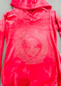 Pink rabbit fur hoody Top