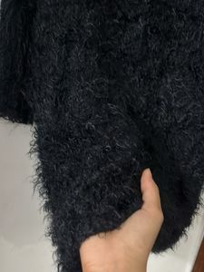 Black Fuzzy Sweater Dress