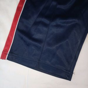 Navy Blue Red Lines Woolen Joggers Sweatpants