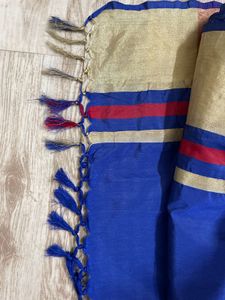 Elegant Blue &amp; White Saree