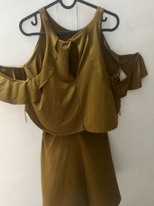 Zara Olive Green Off shoulder Dress