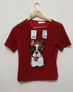 Trendy New Red Shinny Top For Women