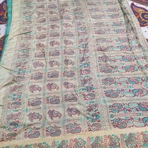 Sea green pure silk