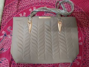 Gray Quilted Tote Bag